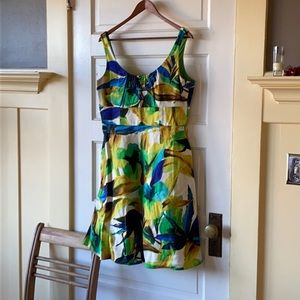 Tropical Sleeveless Dress w Pockets!
